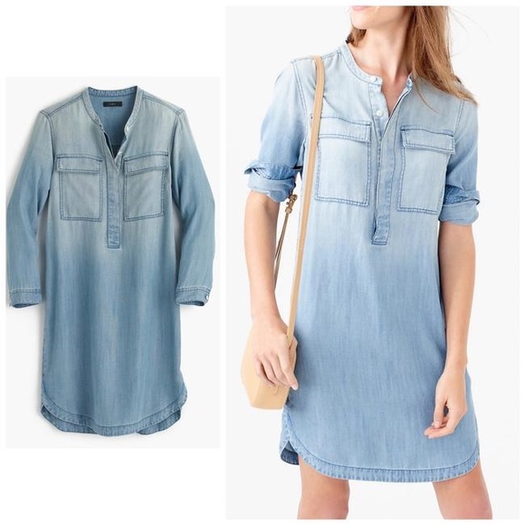 J. Crew small Blue Drapey Chambray Shirtdress - Picture 1 of 8